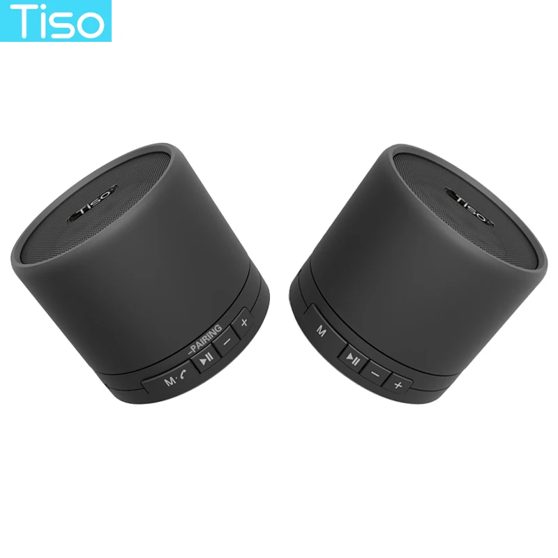 Tiso 10 Вт TWS true беспроводной 3D стерео Bluetooth V4.2 колонки с супербасами металлическая миниатюрная переносная Колонка TF карта AUX с м - Цвет: Черный