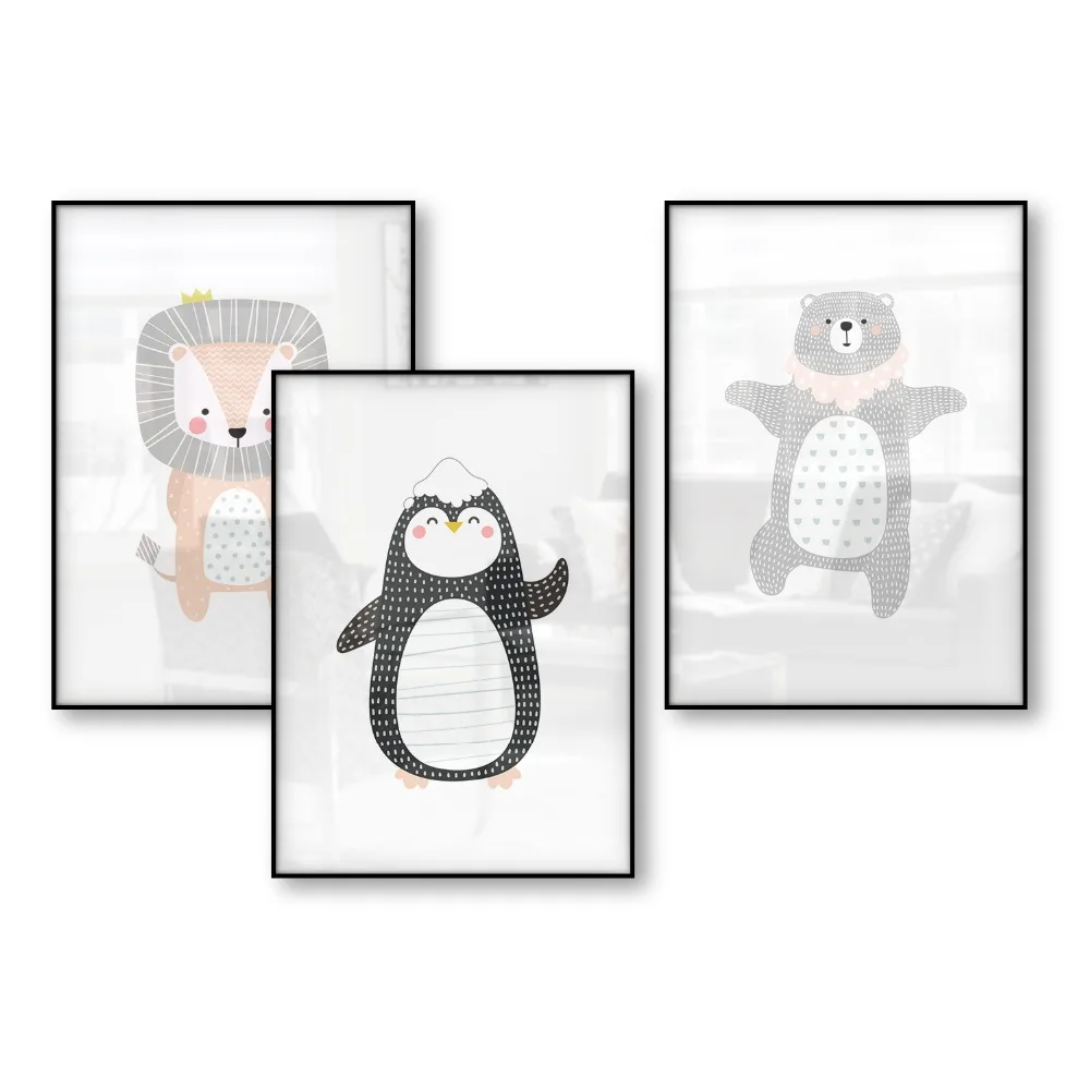 

Cute Animal Kids Room Poster Art Nordic Style Kids Decoration Posters and Prints Pictures Wall Picture Wall Art Canvas Prints