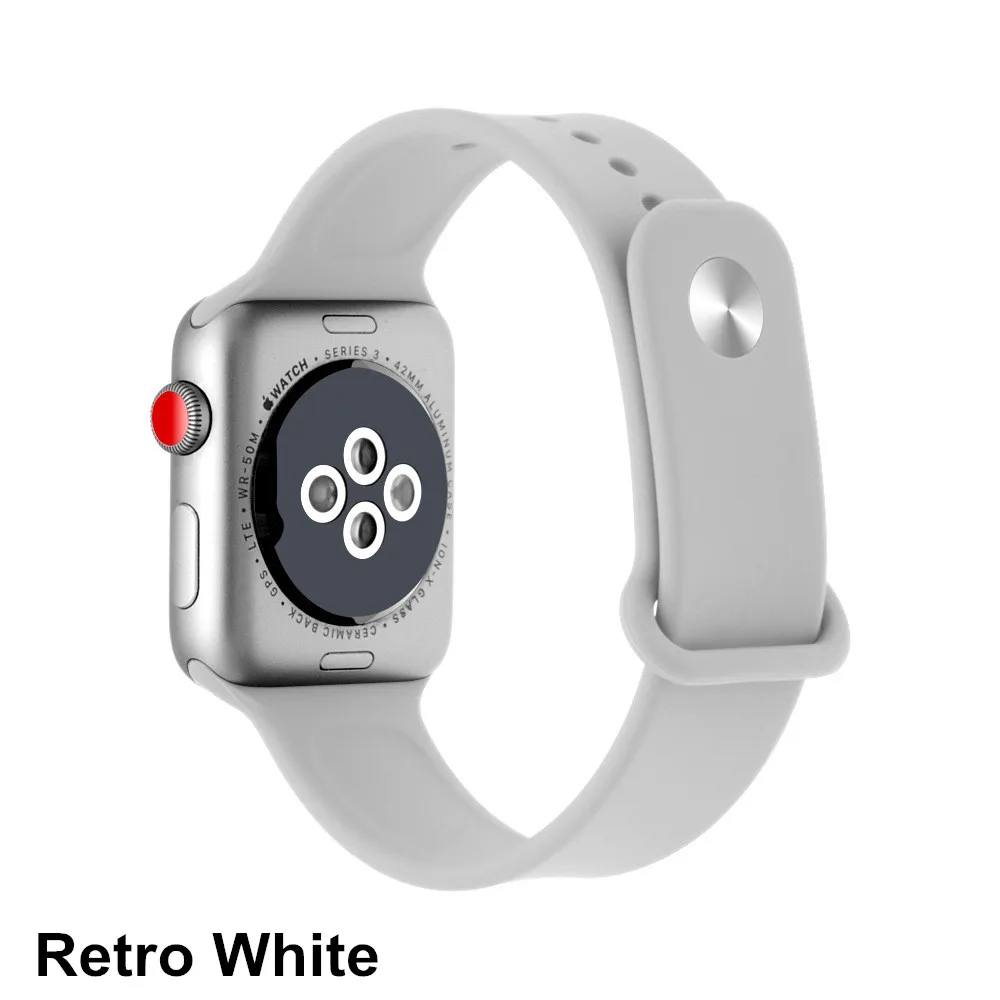 Ремешок для iWatch 38 мм 4 44 мм серия 4 3 2 1 ремешок силиконовый браслет для Apple Watch 42 мм 40 мм силиконовые женские ремни - Цвет ремешка: retro-white