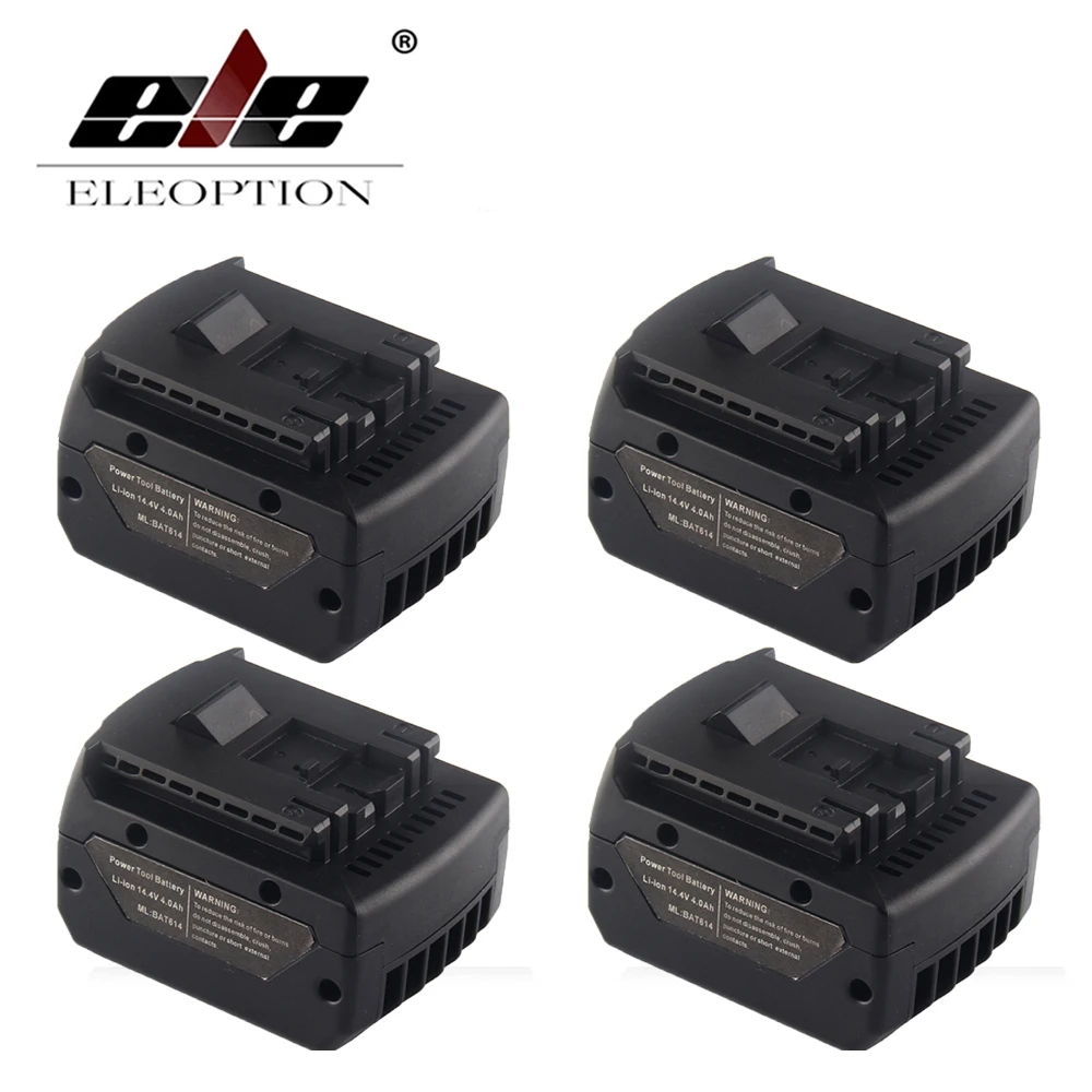 

ELEOPTION 4x BAT614 High Quality 14.4V 4000mAh Li-Ion Rechargeable Power Tool Battery For Bosch 2 607 336 150 BAT607 2607336318