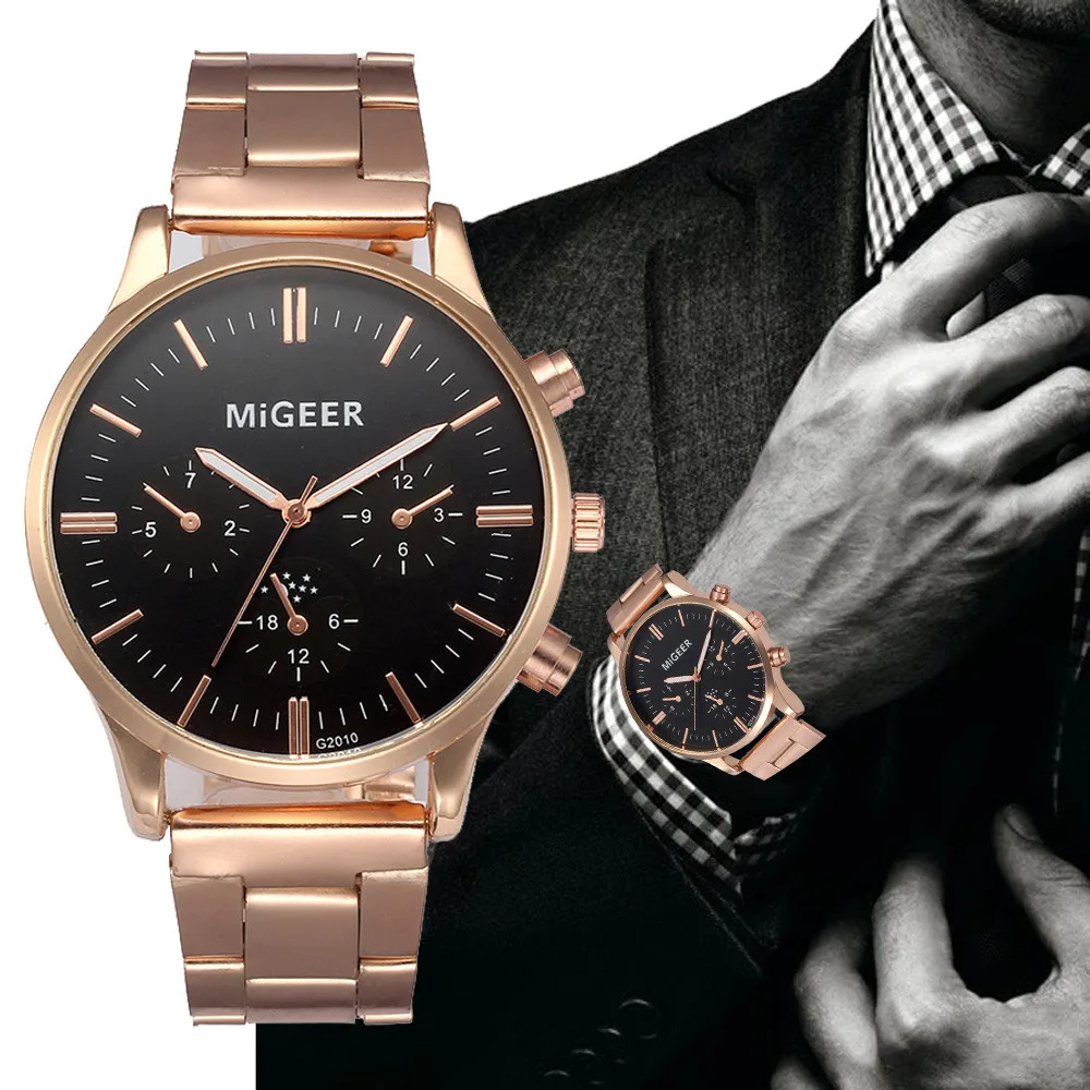 

MIGEER Men's Stainless Steel Watches 2018 Top Brand Men Luxury Roman Numerals Dial Quartz Wrist Watch Relogio Masculino #JO