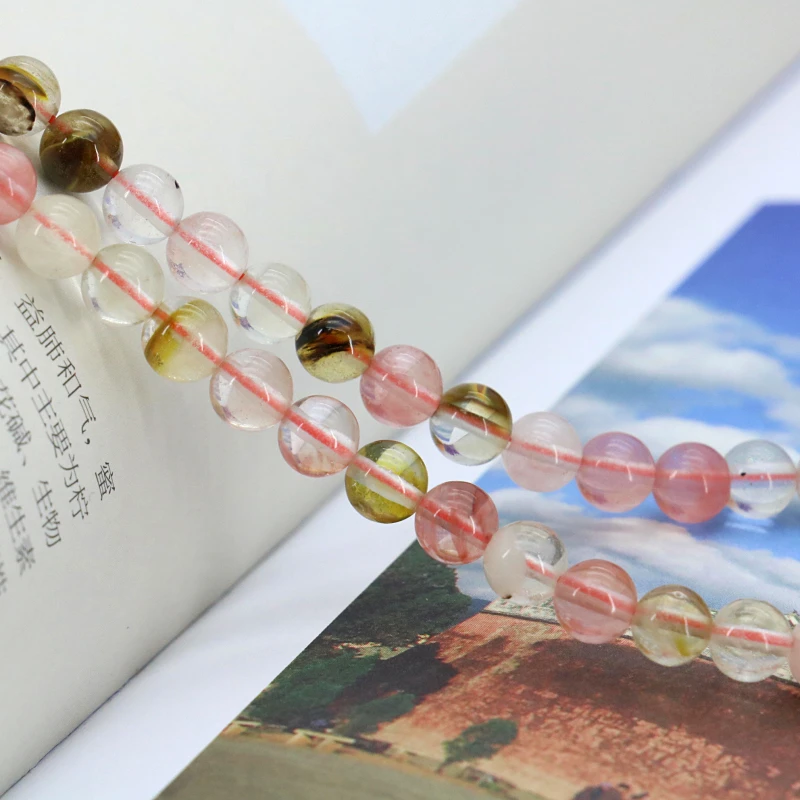 

New 6mm Pink Multicolor Watermelon Tourmaline Round Loose Beads 15" 2pc/lot Suitable For Women Making Jewelry