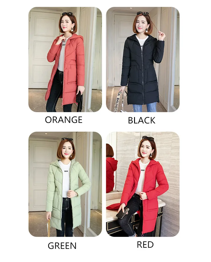 Winter Jacket Women Plus Size 3XL Women's Coats And Jackets Hooded Solid Women Winter Coat Long Zipper 2018 LZ978