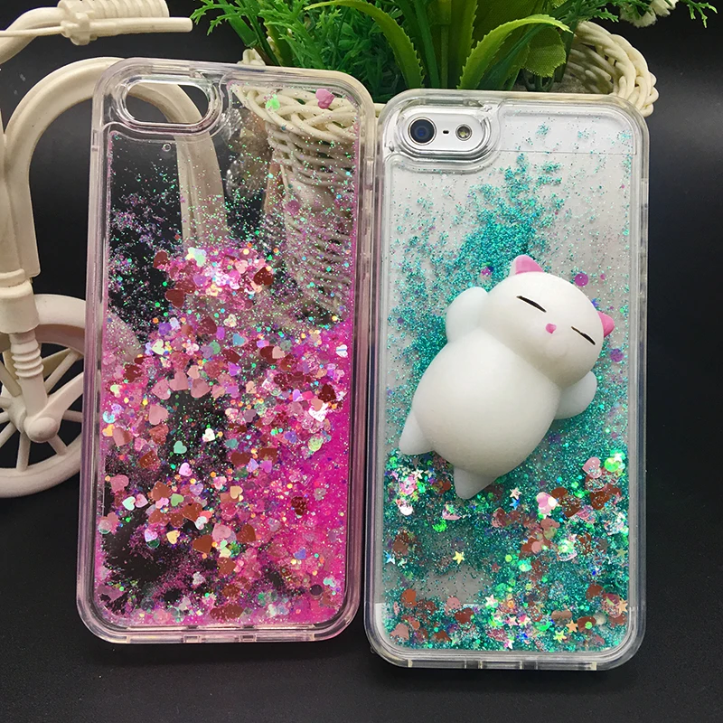 Squishy Cat телефон чехол для Coque iPhone 5 5S силиконовый динамический Жидкий блеск Мягкие
