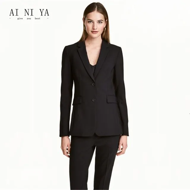 Black Womens Business Suits Blazers Female Office Uniform Two On Black Womens Business Suits Blazers Female Office Uniform Two On Las Trousers Formal Work Trouser