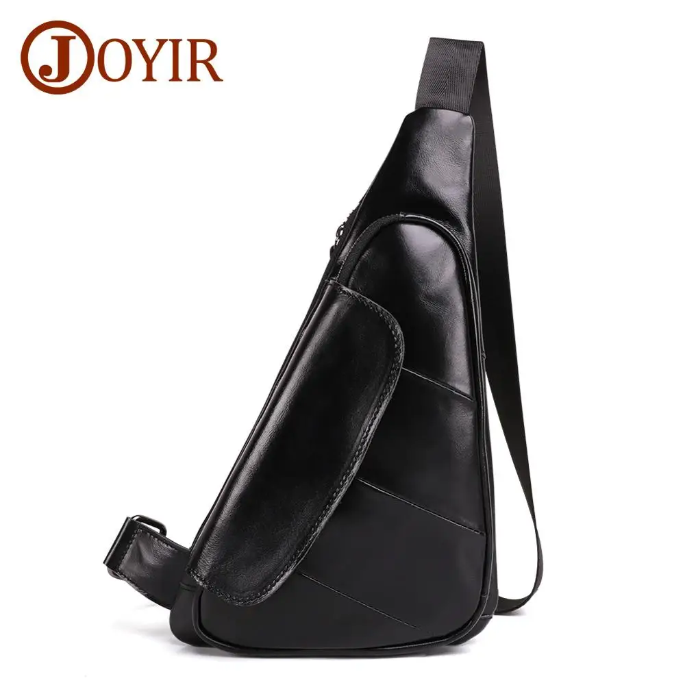 JOYIR, Мужская нагрудная сумка, модная, натуральная кожа, сумка на плечо, для отдыха, путешествий, сумка-мессенджер, через плечо, сумки для мужчин, маленький нагрудный рюкзак 420 - Цвет: Black