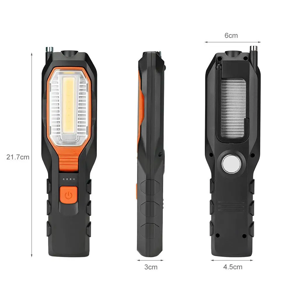 LED Work Light COB Rechargeable Bright LED Flashlight With Magnetic Base For Camping Car Repair Household Emergency Use