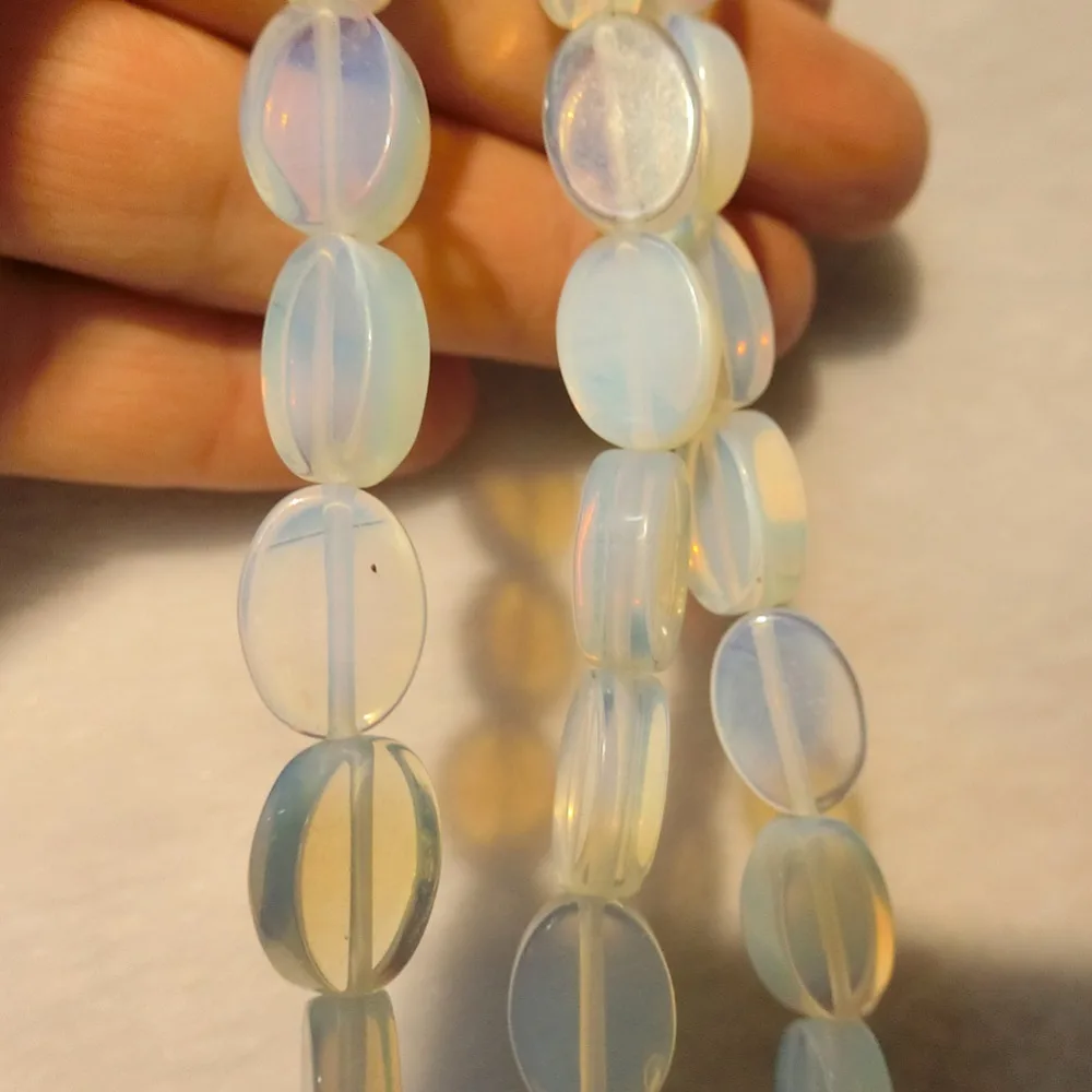 

56pcs Oval Shape Opalite Moss Agates Charms Natural Stone Loose Beads Accessories Jewelry Making Earring Bracelet Necklace Free