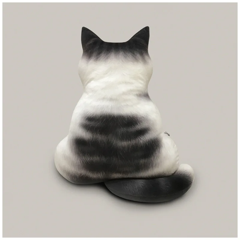 Cute Creative 3D Cat Back Shadow Pillow Black Cat Cushion Plush Funny Toy with Tail Animal Simulation Doll Cat Gifts - Цвет: 4