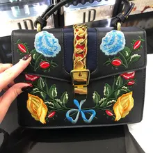 3 цвета роскошный бренд цветок женский мешок высокого качества PU кожа Сумка через плечо квадратная вышивка мессенге