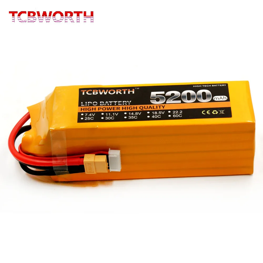 Аккумулятор TCBWORTH RC LiPo 6S 22,2 V 5200mAh 40C-80C Li-poly batterries 6S для радиоуправляемой модели самолета автомобиля лодки Дрон с перезаряжаемым аккумулятором AKKU