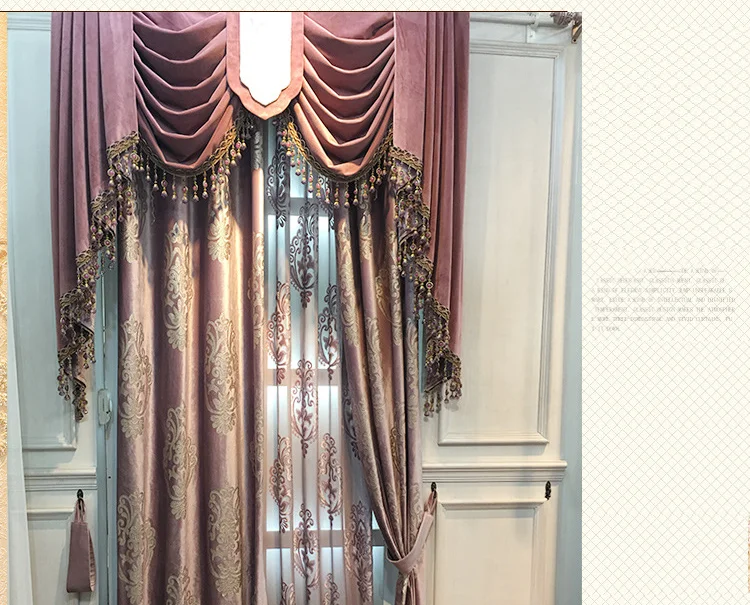 High-end Velvet Gilded Curtains for Living Dining Room Bedroom Blackout Curtains High End European style Luxury Window Valance