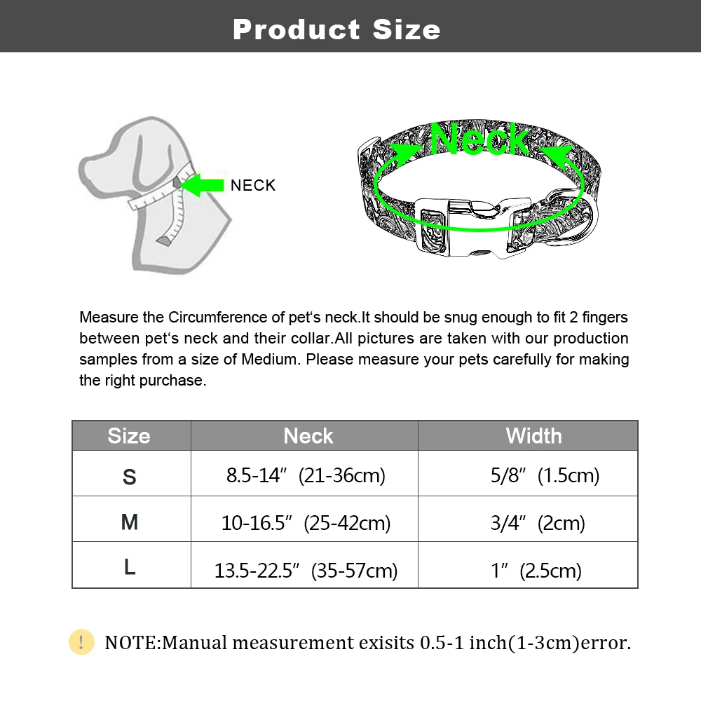 Custom Dog Collar Nylon Floral Engraved Pet Puppy Collar Print Personalized Name Collars for Small Medium Large Dogs Pitbull