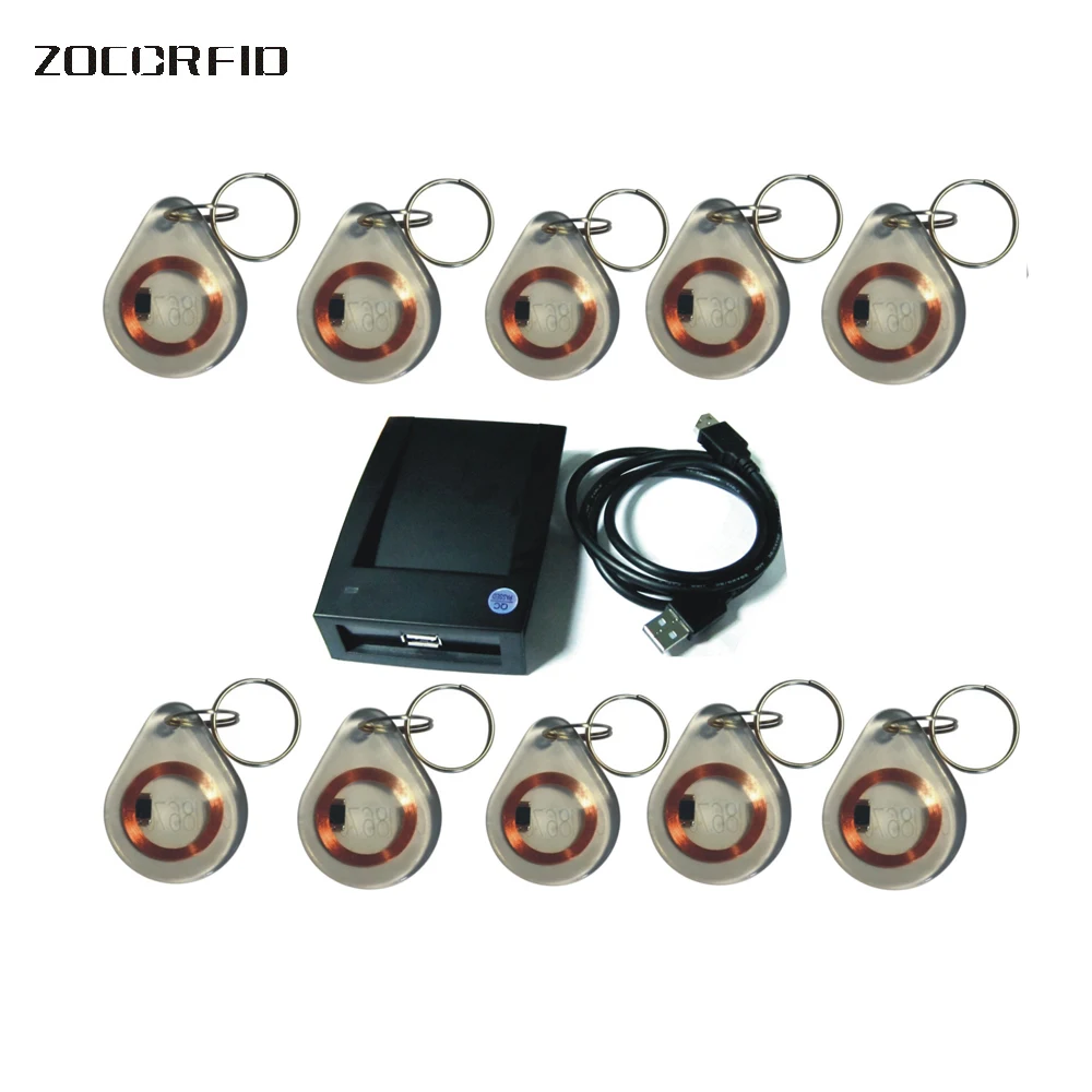 

50pcs crystal keyfobs +1 Reader 125Khz RFID Proximity tag Keyfob token Access Control Rfid keyfob crystal