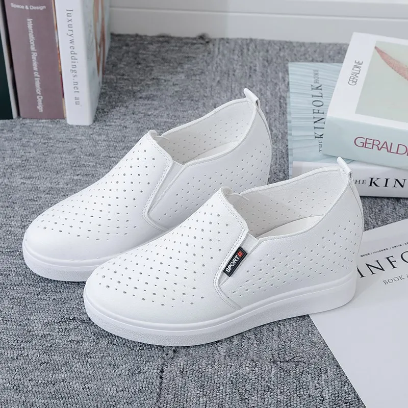 

Oeak Summer Mesh Women's Vulcanize PU Shoes Sneakers Female Breathable Solid Platform Girls Casual Shoes Casual Flat White Shoes