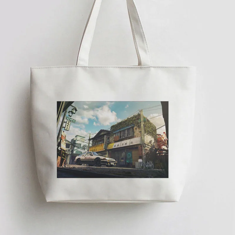 Fujiwara Tofu магазин дверной проем японского аниме Холщовая Сумка хозяйственная сумка с изображением мультипликационных героев школьная сумка-шоппер AN111 AN119 AN237 AN212