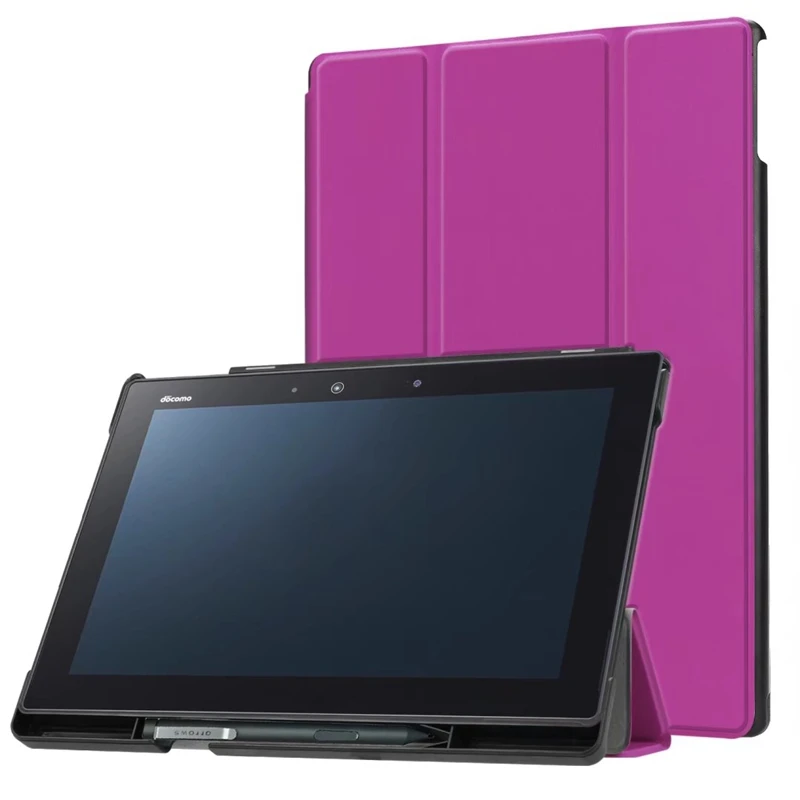 

Ultra Slim PU Leather Case Flip Book Cover for Fujitsu Arrows Tab F-02K 10.1 inch Tablet +Stylus Pen
