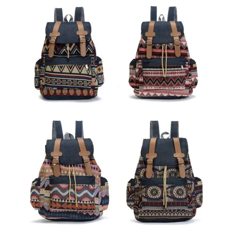 

2019 Fashion New Women Canvas Vintinge Backpack Ethnic Backpack Bohemian Backpack Schoolbag 39 x 18 x 40cm