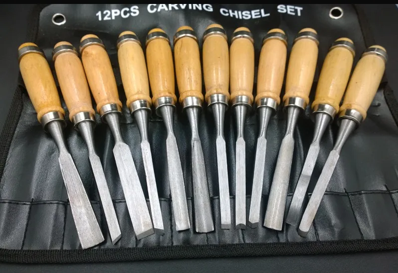 12Pcs Wood Carving Hand Chisel Tool Set Woodworking ...