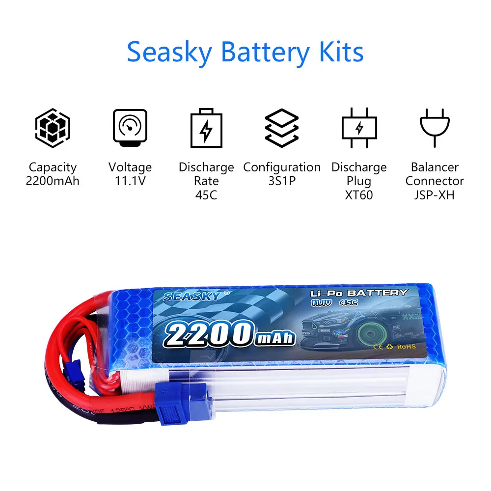 2 шт. батарея SEASKY 3S LiPo 11,1 V 2200mAh 45C RC батарея lipo 11,1 V батарея XT60 для FPV drone bateria lipo