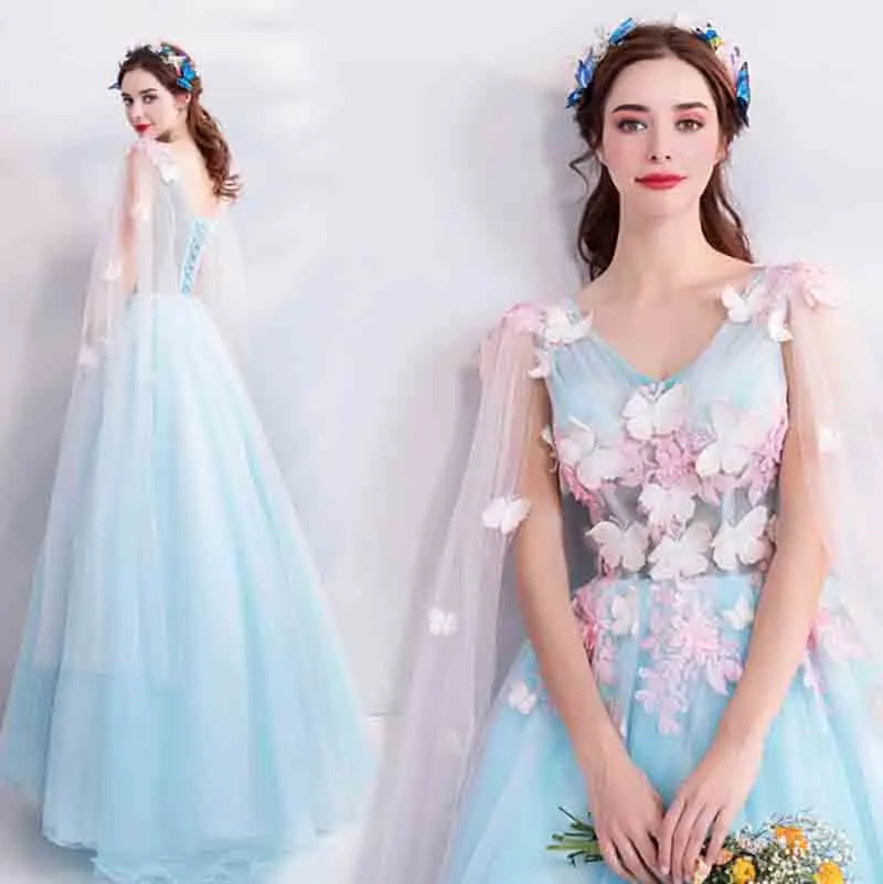 

Deluxe Wedding Bridal Blue Dress Formal Evening Party Red Carpet Dress Princess Cos Costume Gift For Lady Plus Size 5XL 6XL 4XL