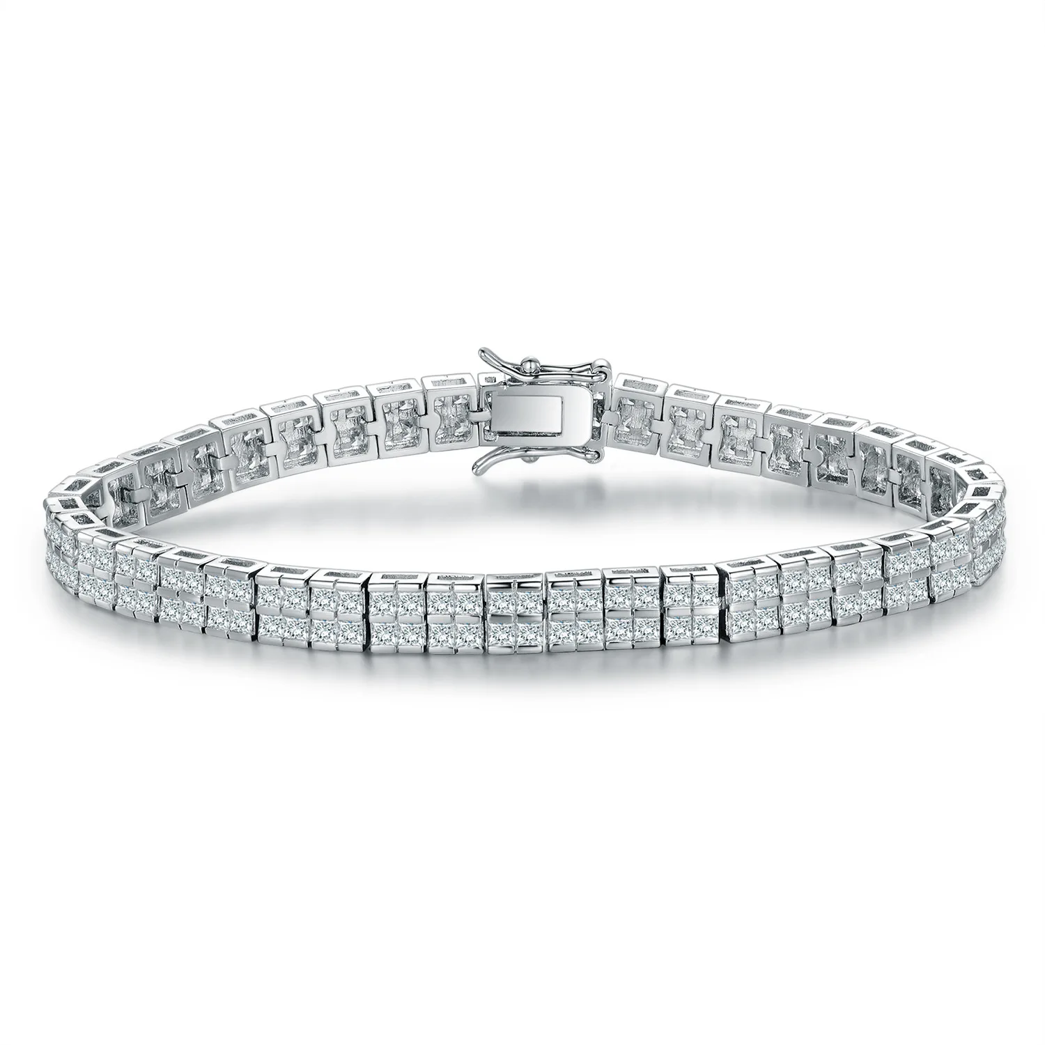 

Wholesale Bracelet Jewelry Princess Zircon Diamond Tennis Bracelet Women Anniversary No allergic Roman Bracelet White Gold Plate