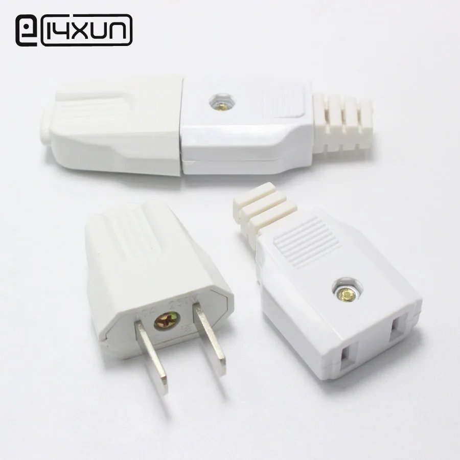 

AC White 10A 250V 2pin 1pcs Male Plug+1pcs Female jack Electrical Plug Socket Jack for Extended Power Cord Connector