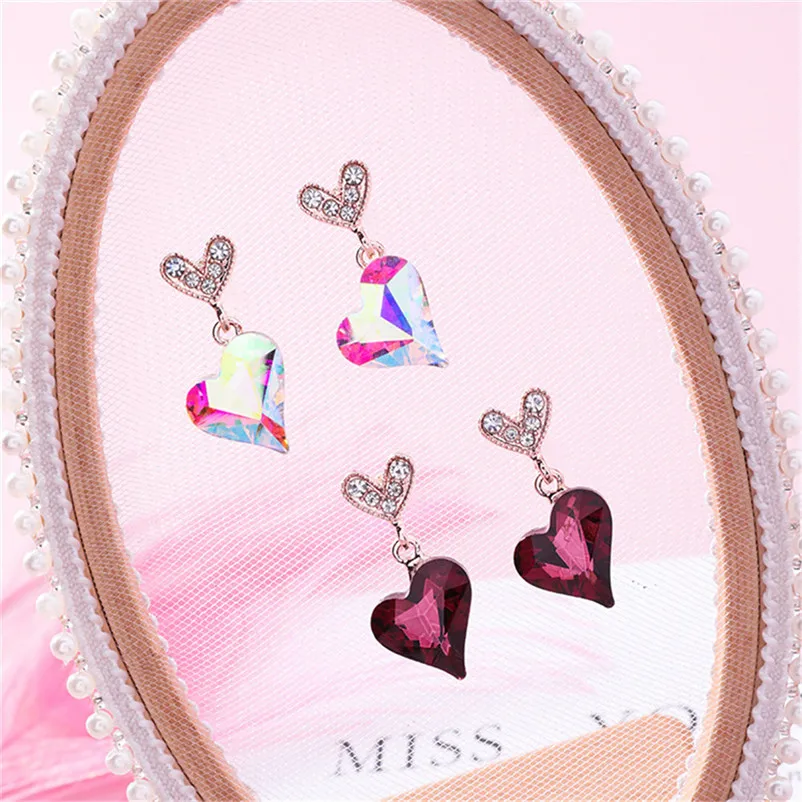2018 Trendy stud earrings for women Fashion Zircon earrings Diamond-encrusted love heart earring Stud Earrings Brincos J04#N (7)