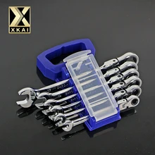 XKAI 6 шт.(8-17 мм) пластиковая рама трещотка гаечный ключ комбинированный ключ набор ключей Шестерня кольцо ключ трещотка ручка хром ванадий