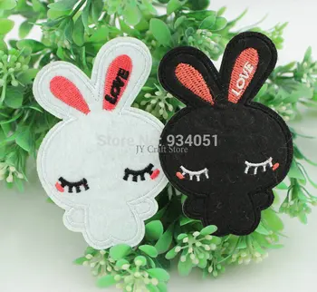 

Set of 20pcs Lovely Black and white Rabbits Embroidered Appliques Iron-On Patches 72*110mm for Baby Clothing