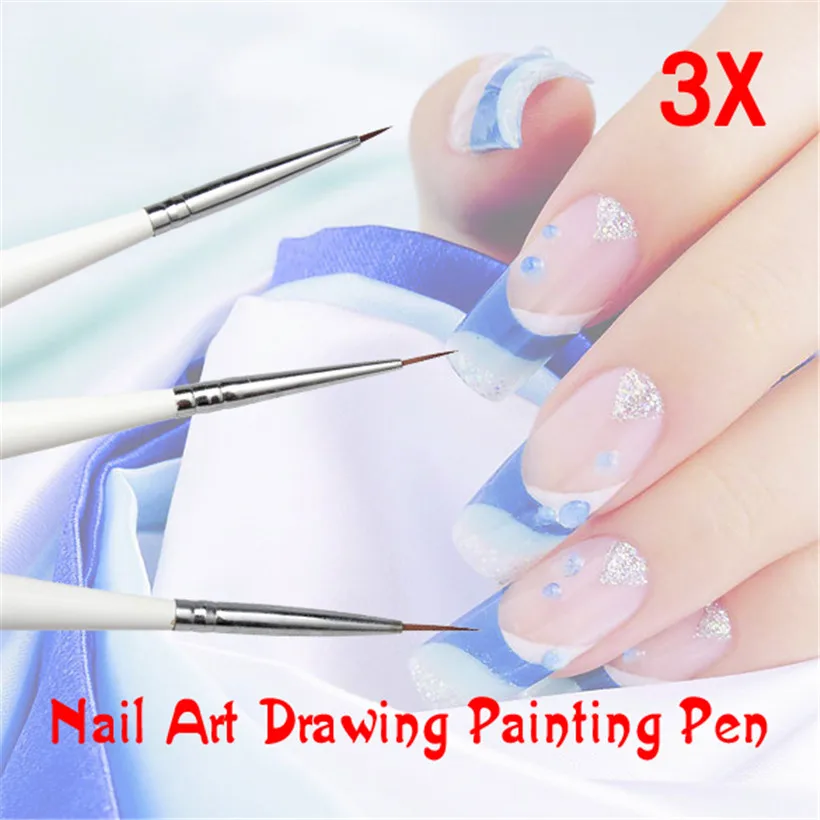 

3PCS White Nail Art Design Set Dotting Painting Drawing Brush Pen Make up Tools for Women Girls Easy to handle and operate