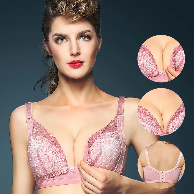 BC Cup Front Button Push Up Gather Maternity Bras Lace Vest Breastfeeding Underwear For Pregnant Women Bra BC Cup Front Button Push Up Gather Maternity Bras Lace Vest Breastfeeding Underwear For Pregnant Women Bra