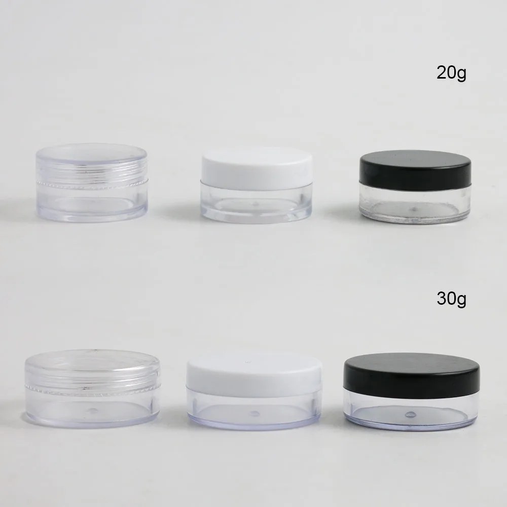 20 x Travel 20g 30g 20ml 30ml 1oz round plastic clear cosmetic loose