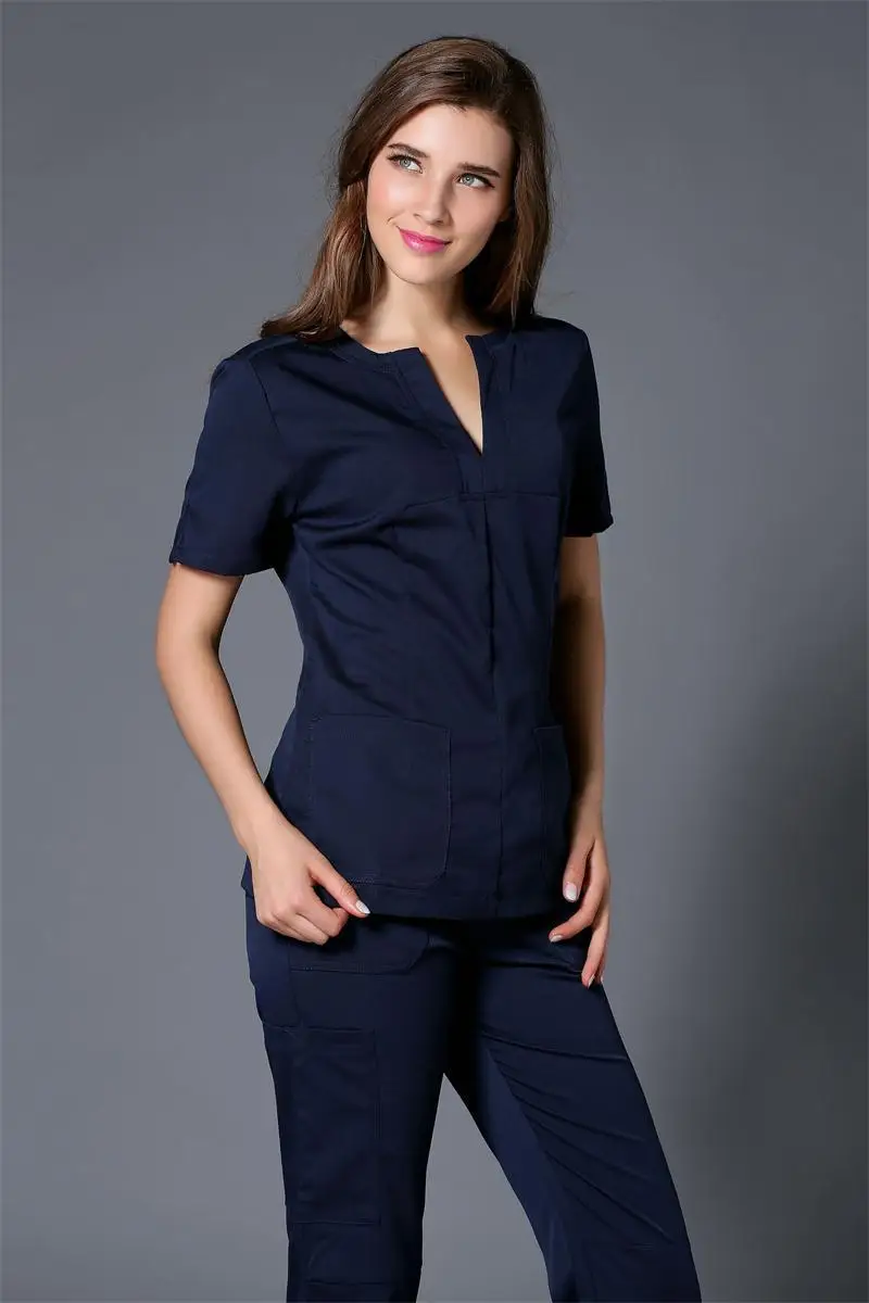 2017 Summer women hospital medical scrub clothes set dental clinic and