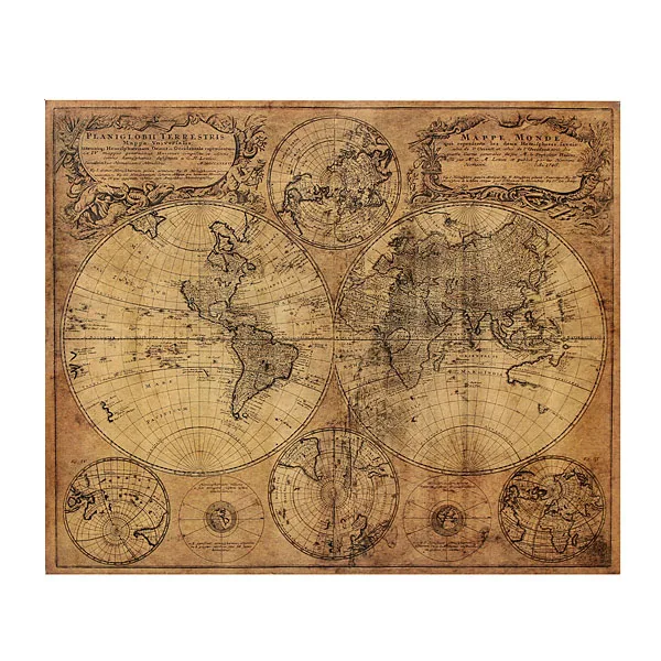 Kraft Paper Retro 1746 World Map Poster 62x52cm Matte Brown Paper Map