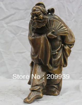 

001300 9'' China Folk Pure Bronze Zhong Kui Chung Kuei Exorcist Goast Hunter Statue (A0314)