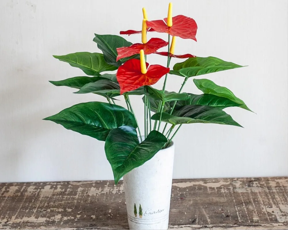 Poinsettia моделирование цветов 7 головы поддельные Рождественские цветы горшечные