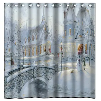 

Saxon case Best Christmas shower curtain_100% Polyester Fabric & Standard Size Custom