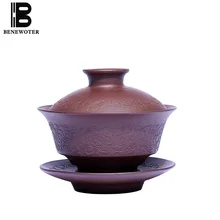 140cc Исин фиолетовая глина Gaiwan ручной работы из натуральной сырой руды Zisha винтажная чайная посуда домашний чай церемония Tieguanyin Pu Er чайный горшок подарки