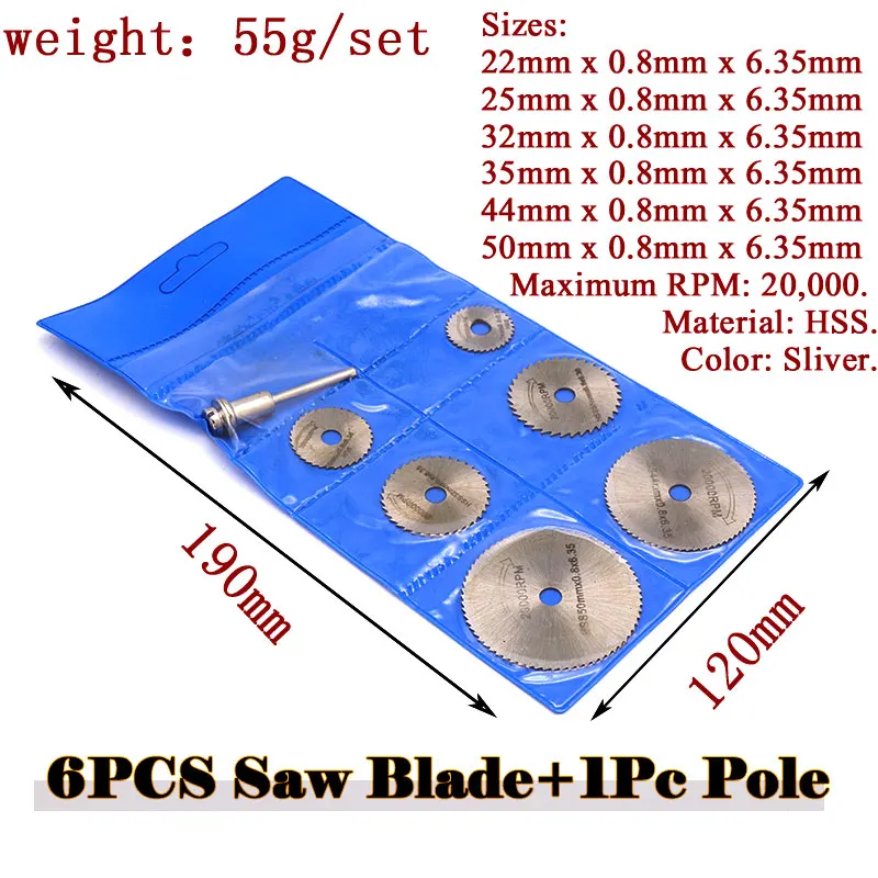 2/6/7 шт 22 до 50 мм небольшой круглый заостренный лезвия HSS режущие диски Аксессуары + оправки S для Dremel резьба по дереву Off