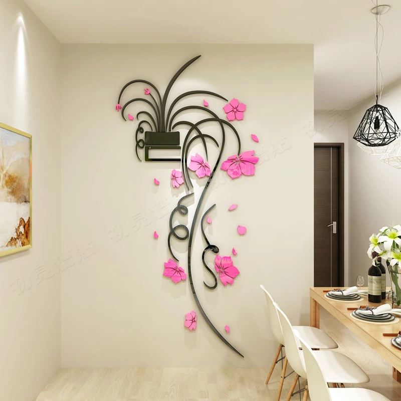 

Plant flower Chlorophytum 3d self-adhesive acrylic wall sticker Sofa living room corridor bedroom entrance wall decoration