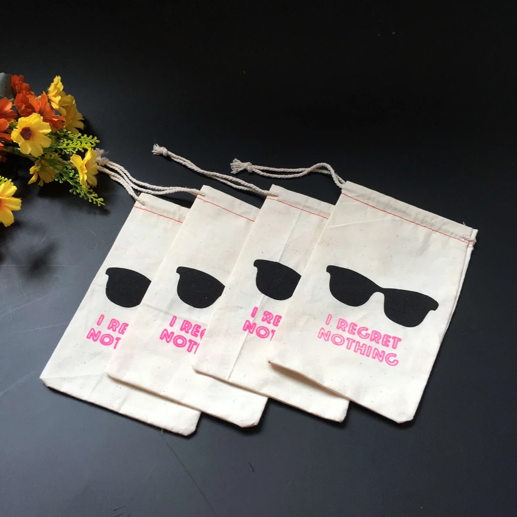10 PCS Regret Nothing Cotton Muslin bags Hangover Kits Bachelorette Party Bag For party wedding prom Christmas party