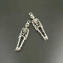 10 шт. античный серебряный браслет с черепом и скелетом для изготовления украшений вручную DIY 39x9 мм A859