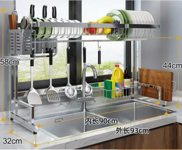 Нержавеющая сталь сливная стойка для раковины, кухонная полка, стойка для товаров, стойка для чаши, подставка для ножей, бытовая кухонная посуда и приборы