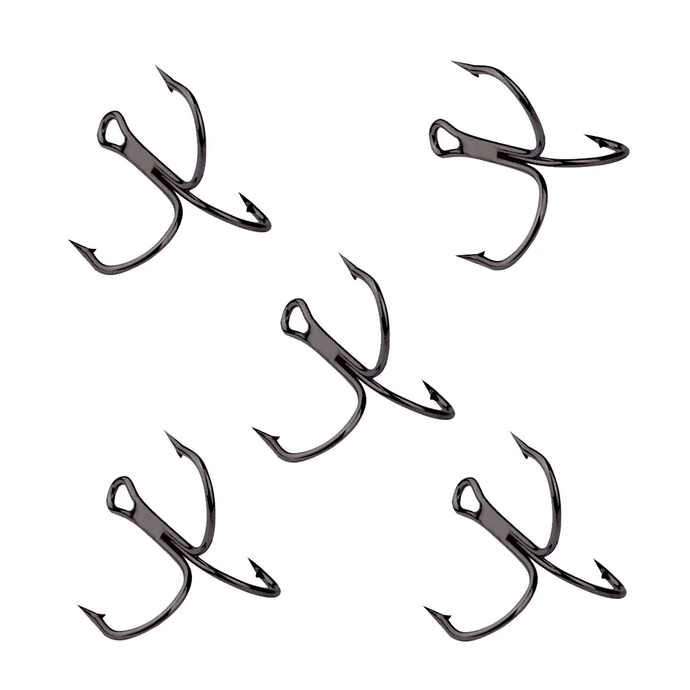 Black Fishing Hooks 50pcs/Lot 2/4/6/8/10/12/14# High Carbon Steel Treble Hooks Round Bent Triple Barbed Fish Hook Fishing Tackle