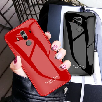 

30pcs/lot New Tempered Glass Cover For Huawei Mate 10 Lite Luxury Soft Side Glass Hard Case For Huawei Mate 10 Pro Mate 9