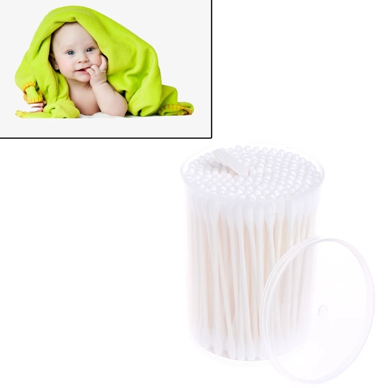 

Baby Swabs Cotton Double End Swab Disposable Thin Stick Double Head Cleaning Tools 180Pcs/box