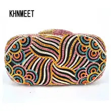 Красочные Кристалл Вечерние Сумки Роскошные Алмаз клатч праздничное Полосатое Pochette женские свадебные Кошелек принимаем Индивидуальные SC097
