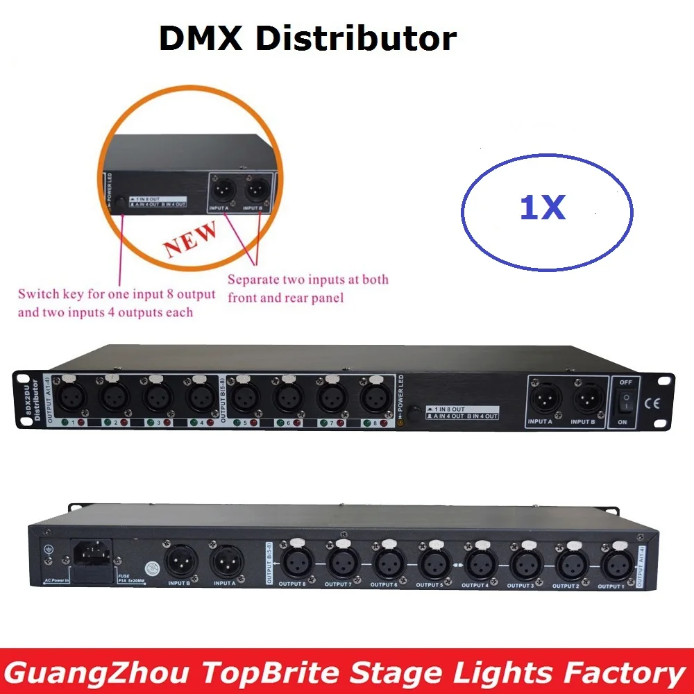 

New Design 88-265V Input DMX Amplifier / Splitter / DMX Signal Repeater/ 8 Output Ports DMX512 Signal Distributor Fast Shipping