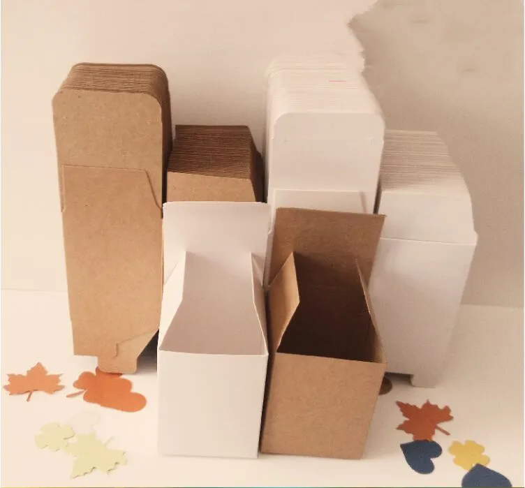

5pcs Multi sizes Brown White Kraft Paper Box Small Gifts Packaging Box Carton Paperboard Wedding Party DIY Supply Packing Box